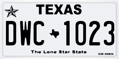 TX license plate DWC1023