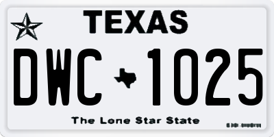 TX license plate DWC1025
