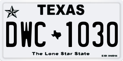 TX license plate DWC1030