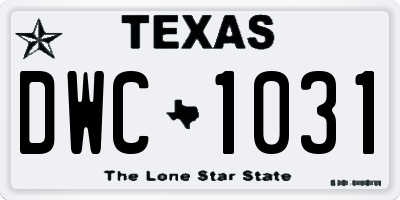 TX license plate DWC1031