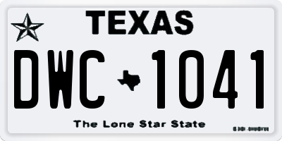 TX license plate DWC1041