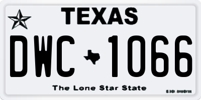 TX license plate DWC1066