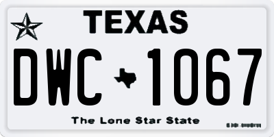 TX license plate DWC1067