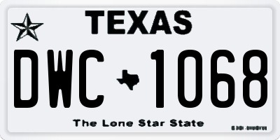 TX license plate DWC1068