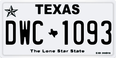 TX license plate DWC1093