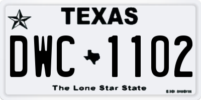 TX license plate DWC1102