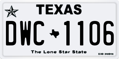 TX license plate DWC1106