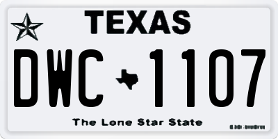 TX license plate DWC1107