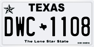 TX license plate DWC1108