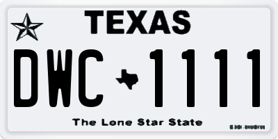 TX license plate DWC1111