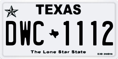 TX license plate DWC1112