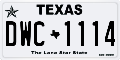 TX license plate DWC1114