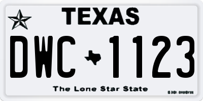 TX license plate DWC1123