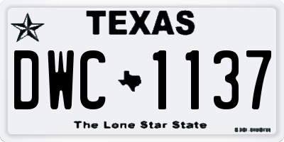 TX license plate DWC1137