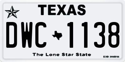 TX license plate DWC1138