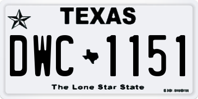TX license plate DWC1151