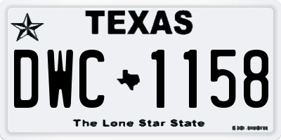 TX license plate DWC1158