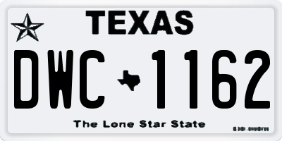 TX license plate DWC1162