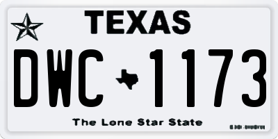 TX license plate DWC1173