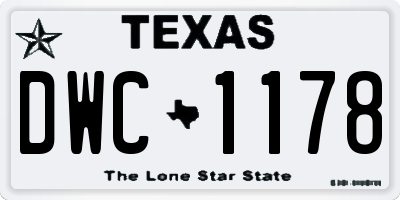 TX license plate DWC1178