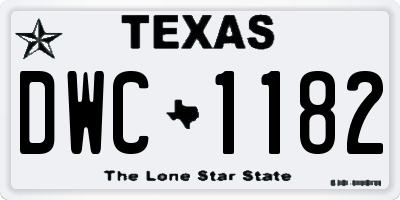 TX license plate DWC1182
