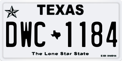 TX license plate DWC1184