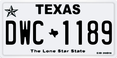 TX license plate DWC1189