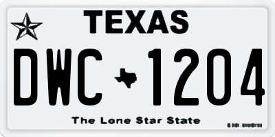 TX license plate DWC1204