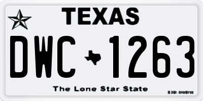 TX license plate DWC1263