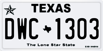 TX license plate DWC1303