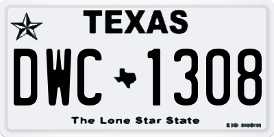 TX license plate DWC1308