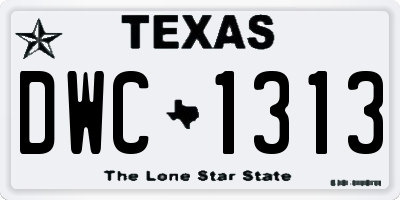 TX license plate DWC1313