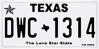 TX license plate DWC1314