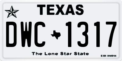 TX license plate DWC1317