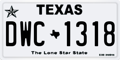 TX license plate DWC1318