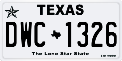 TX license plate DWC1326
