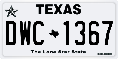 TX license plate DWC1367