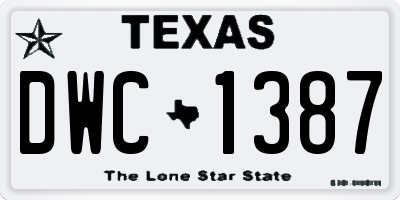 TX license plate DWC1387