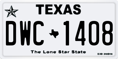 TX license plate DWC1408