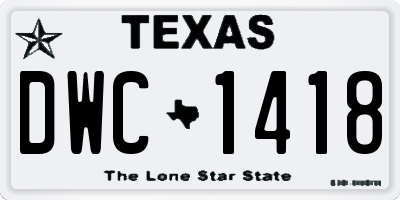 TX license plate DWC1418