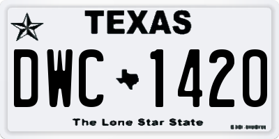 TX license plate DWC1420