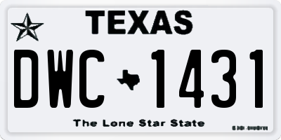 TX license plate DWC1431