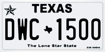 TX license plate DWC1500