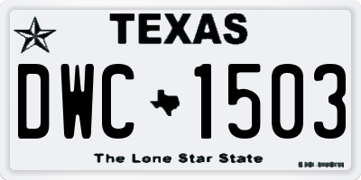 TX license plate DWC1503