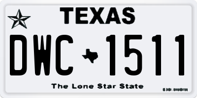 TX license plate DWC1511