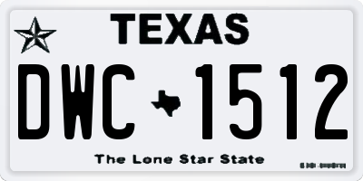 TX license plate DWC1512