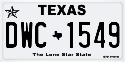 TX license plate DWC1549