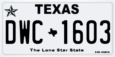 TX license plate DWC1603