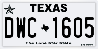 TX license plate DWC1605