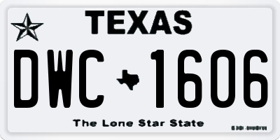 TX license plate DWC1606